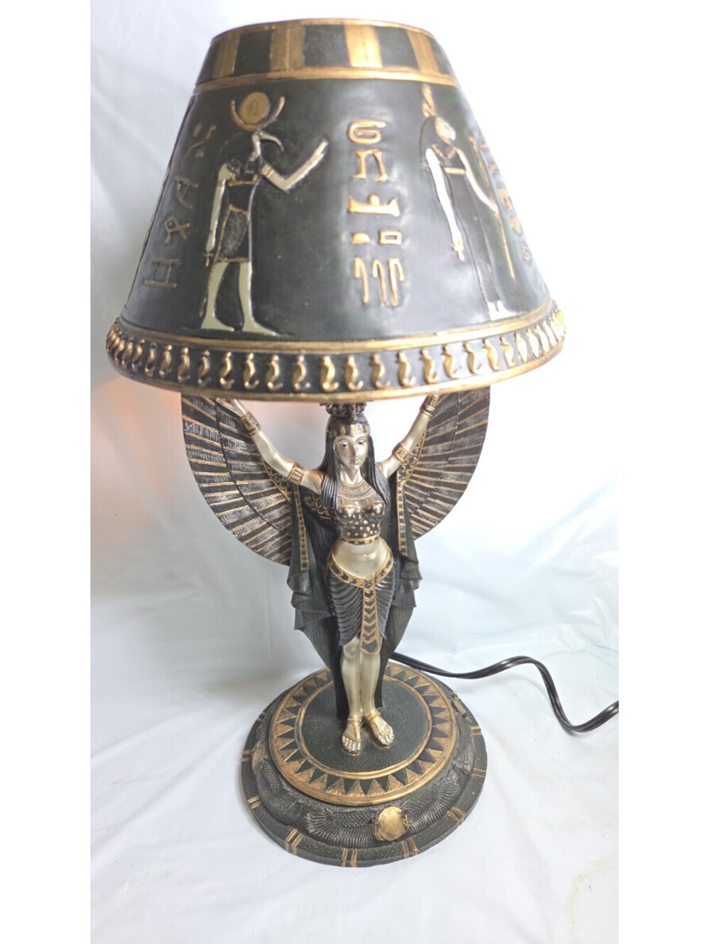 Replica 1920's Egyptian Revival Lamp Isis Sculptural Table Lamp